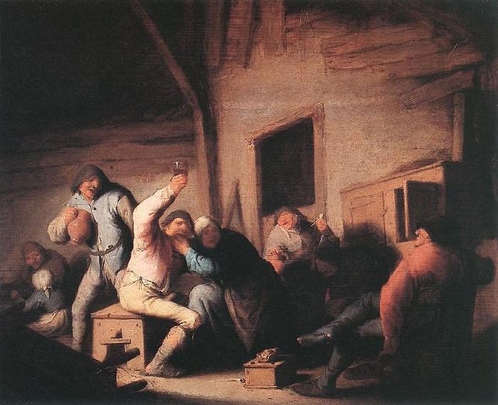 Adriaen van ostade Carousing peasants in a tavern. Sweden oil painting art